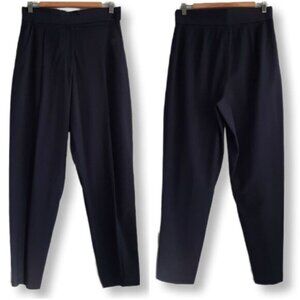LEWIT / Cuffed High Rise Classic Trousers Dress Pants Navy Blue Sz 8